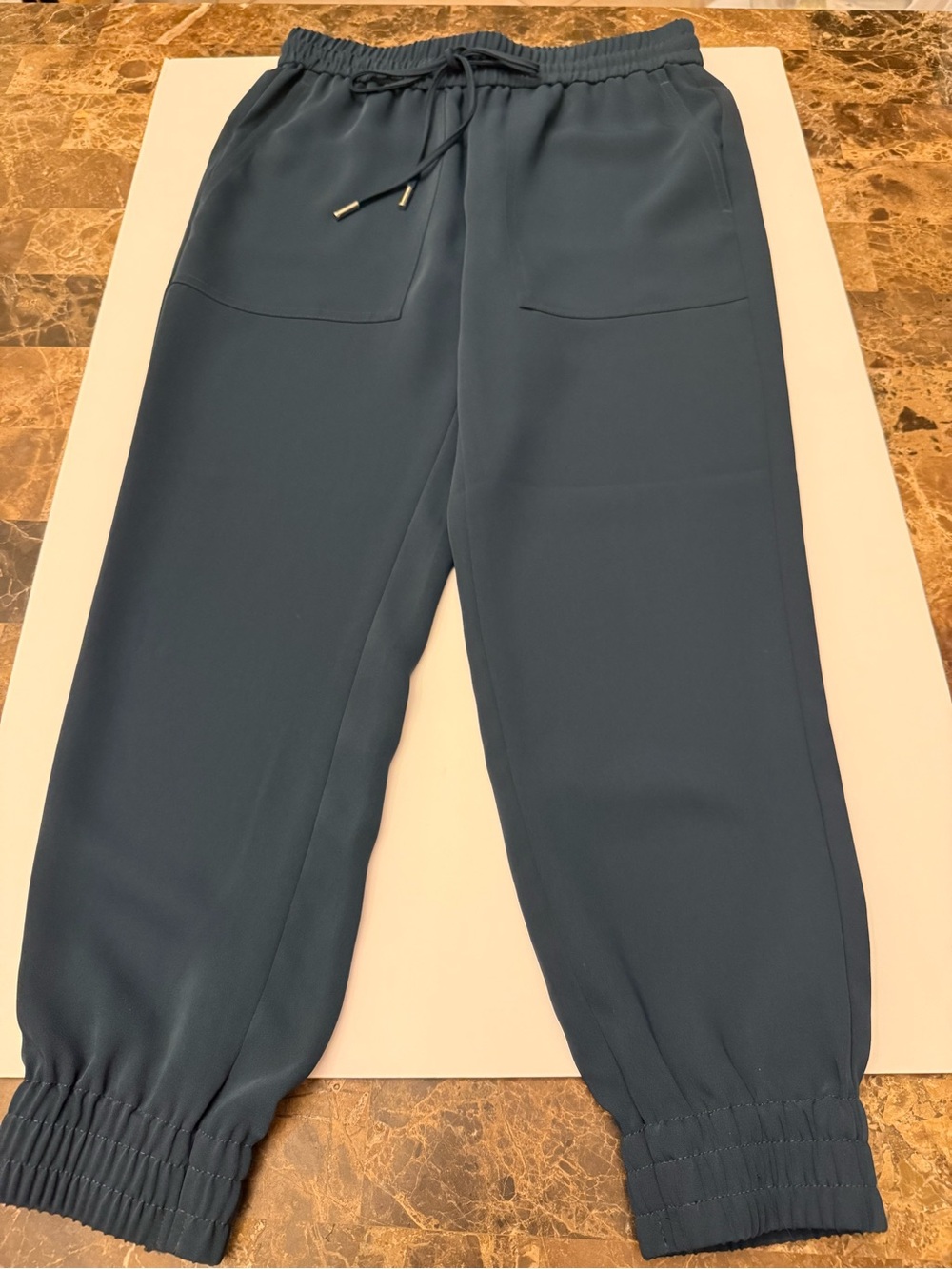 Ann Taylor Drawstring Joggers in Slate Blue